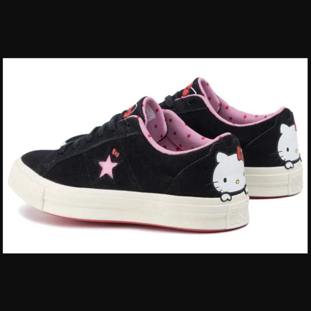 SOLD OUT Nike Converse x Hello Kitty One Star Suede Low Top Black / Prism Pink 6